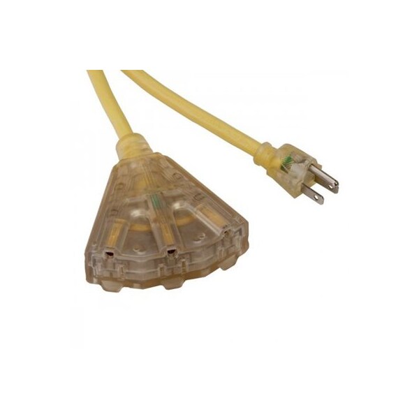 Bayco SJTW Extension Cord, 14 AWG, Outdoor, 14/3, 3 Outlets, Yellow, 50 ft BYSL-741L - main